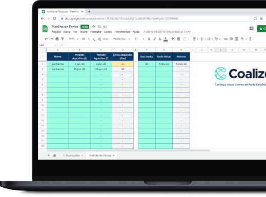Baixe grátis nossa Planilha de Cálculo e Banco de Férias