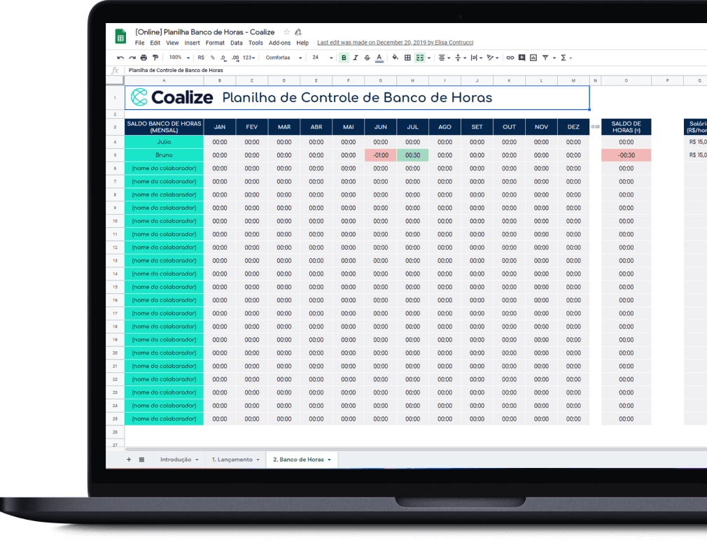 Baixe sua planilha de banco de horas grátis