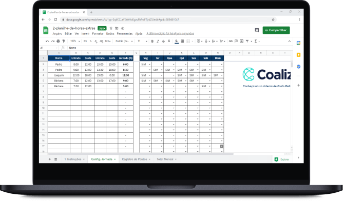 Planilha de Controle de Horas Extras Coalize