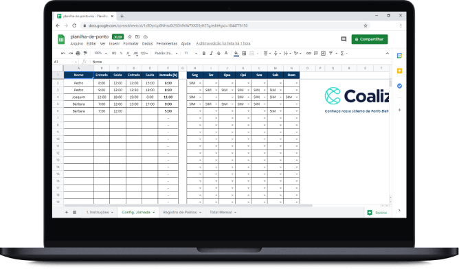 Planilha Controle de Ponto Coalize