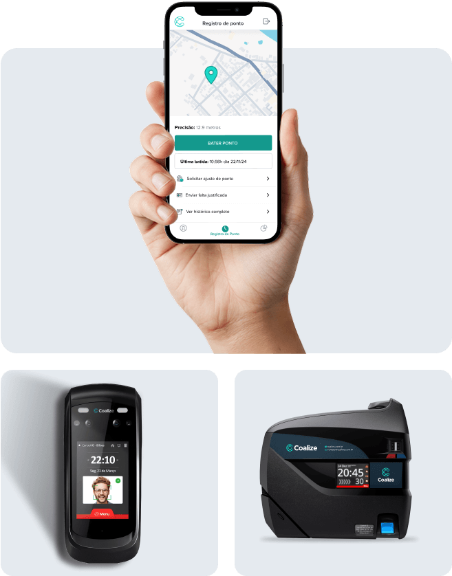 Relógio de ponto Coalize — app, biométrico, facial e online